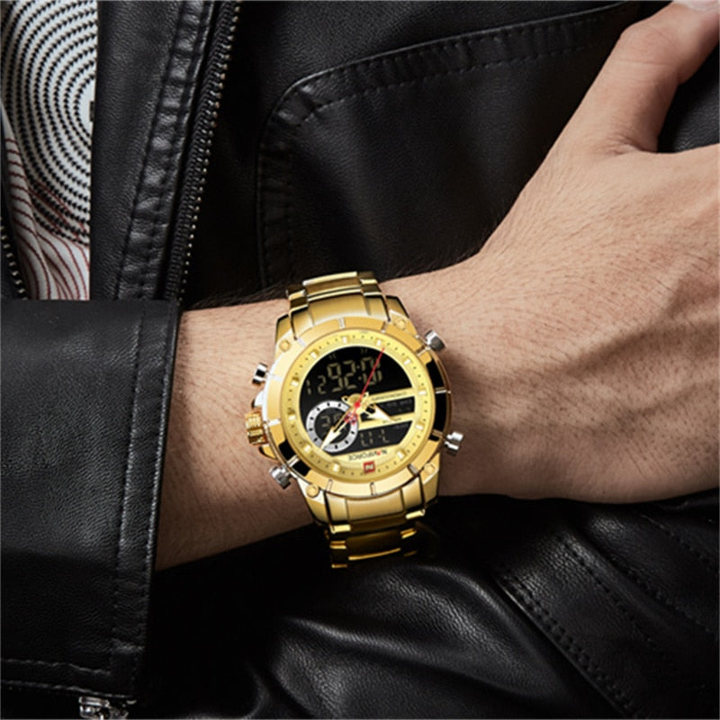 NAVIFORCE Luxury Original Sports Wrist Watch For Men Quartz Steel Waterproof Dual Display Fashion Watches Relogio Masculino 9163